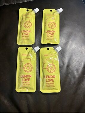 4 New Lemon Love Gel Mask (4 Pack) - Bright Yellow Packets Face Mask